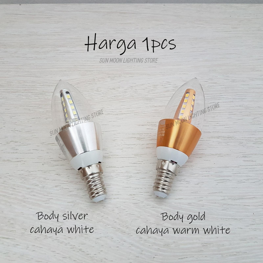 Lampu bohlam candle led 5w fiting e14 terang hias gantung