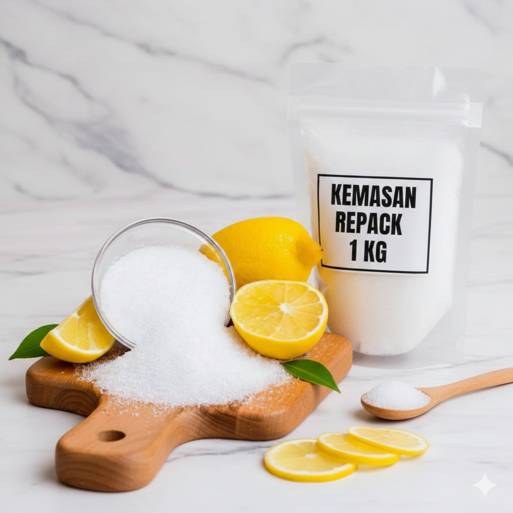 Ciitrid Acid Cap Gajah 1 KG Repack 100% ASLI/sitrun/citrun Foodgrade