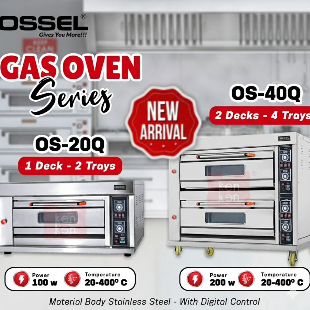 OSSEL Oven Gas Besar 2 Deck 4 Trays Oven Roti Gas Gas Deck Oven Roti 2 Deck 4 Trays Gas Oven Roti OS