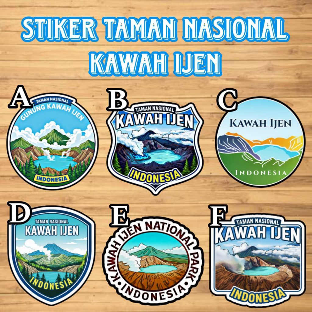 Stiker Taman Nasional Gunung Kawah Ijen - Stiker National Park Kawah Ijen - Stiker Wisata Alam Gunun