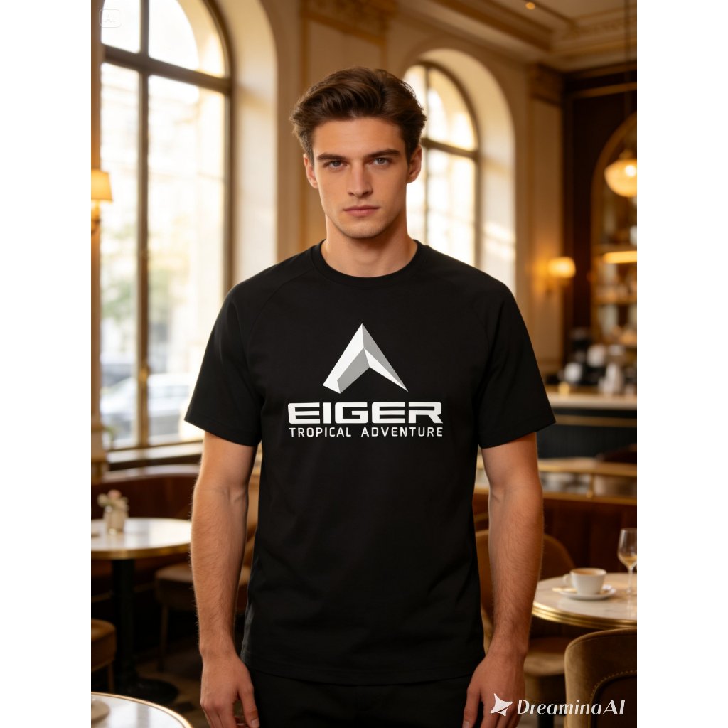 Kaos Olahraga Eiger Dry-Fit Unisex Putih Hitam kaos hiking, olah raga, adventure, traveling, kerja, 