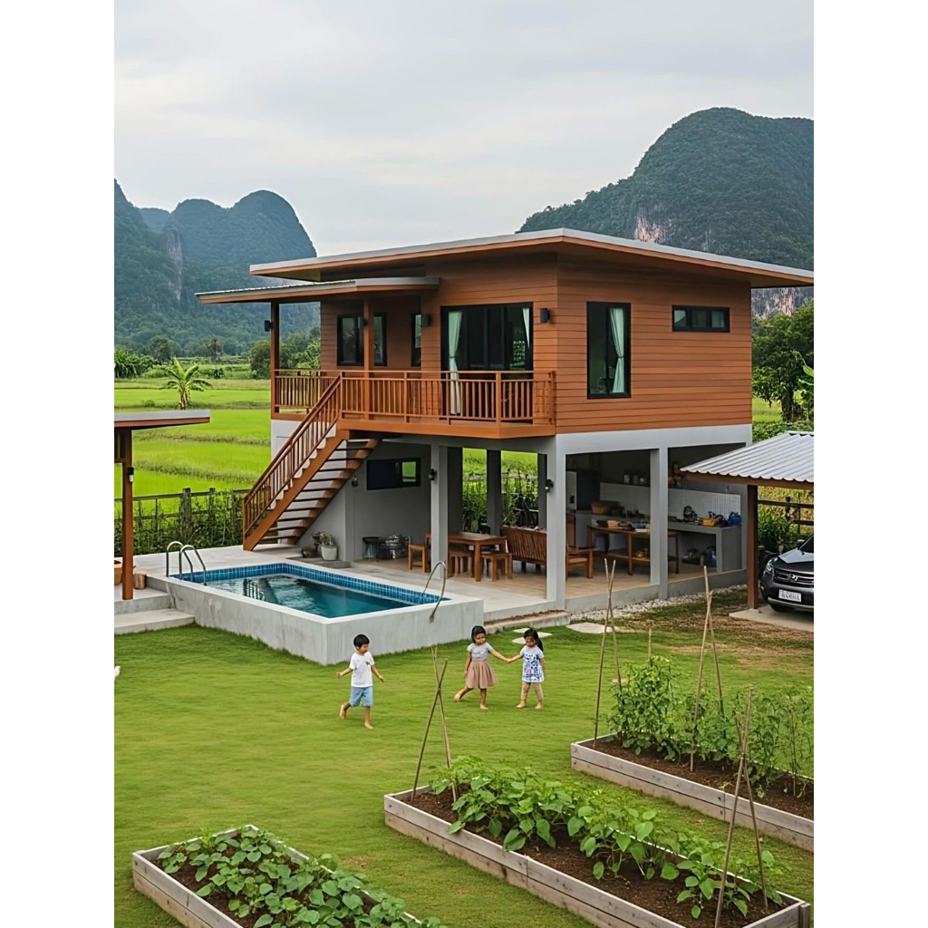 Rumah Panggung Kayu Jati | Rumah Kayu Minimalis Modern