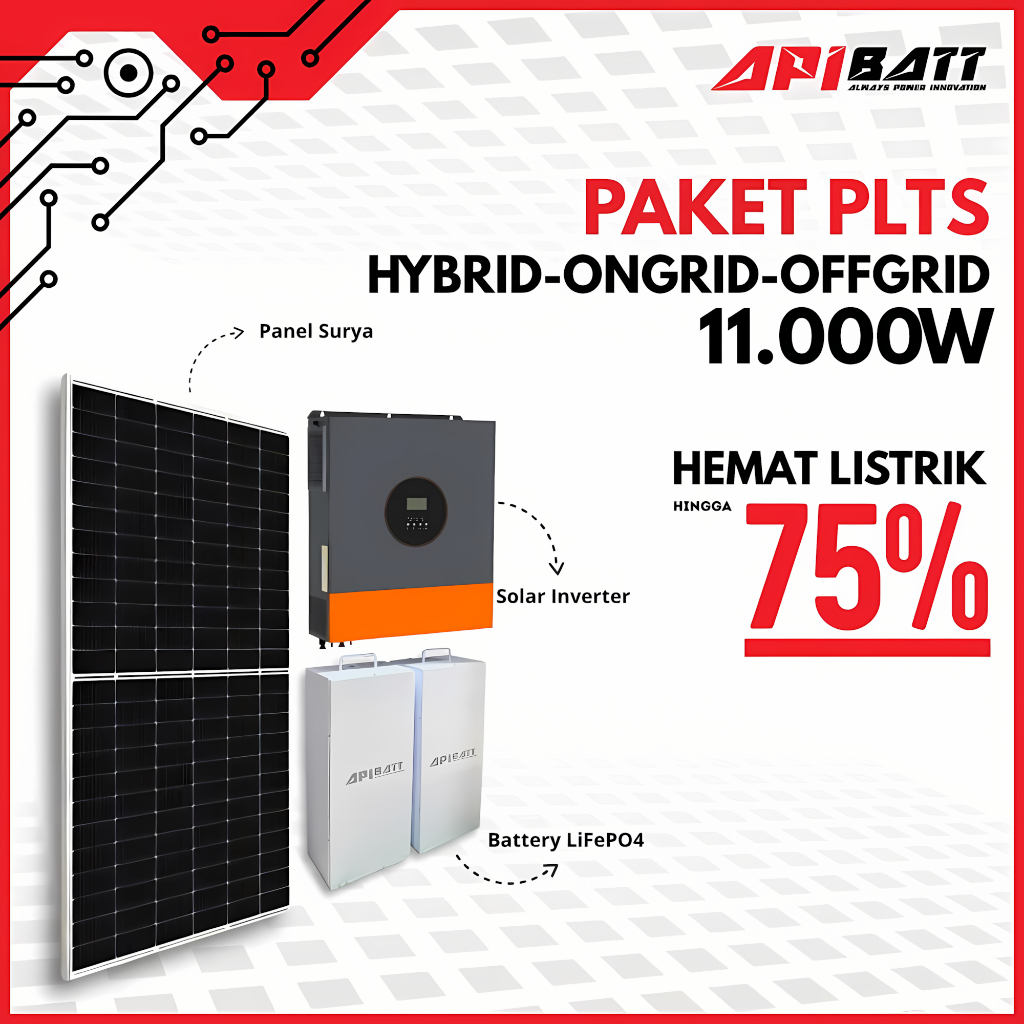 PAKET PLTS HYBRID ONGRID OFFGRID 10000W 11000W 10KW 11KW SIAP PASANG