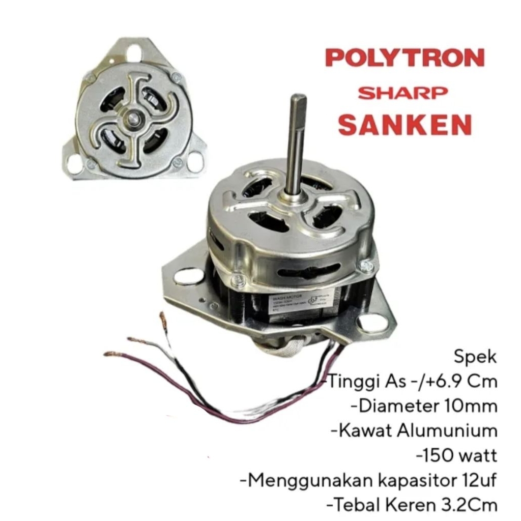 Dinamo Wash Mesin Cuci POLYTRON KAKI OVAL XD-150 SHARP POLYTRON