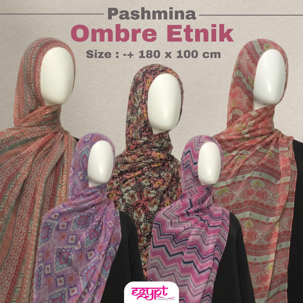 Hijab Pashmina Ombre Etnik Rumbe By Egypt Muslim Scraft