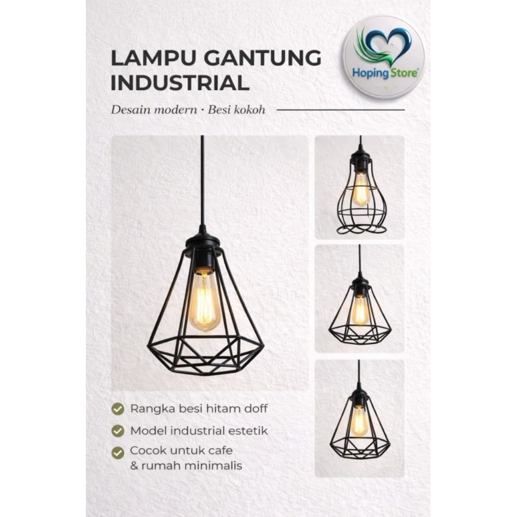 Kap Lampu Gantung tipe Diamond, Bunga. Kap hiasan lampu Interior Rumah / Cafe Minimalis Vintage