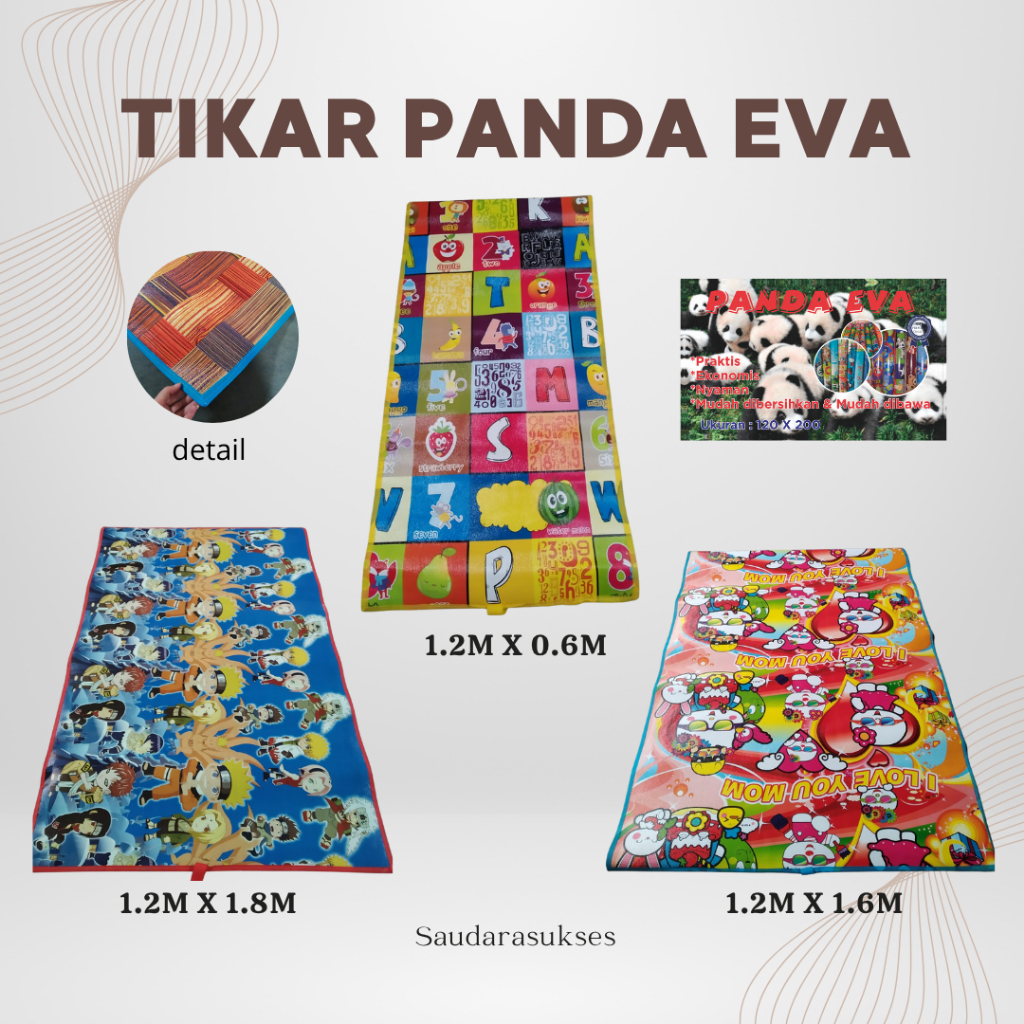 TIKAR SPON, TIKAR KARAKTER, TIKAR SAJADAH, TIKAR PANDA EVA