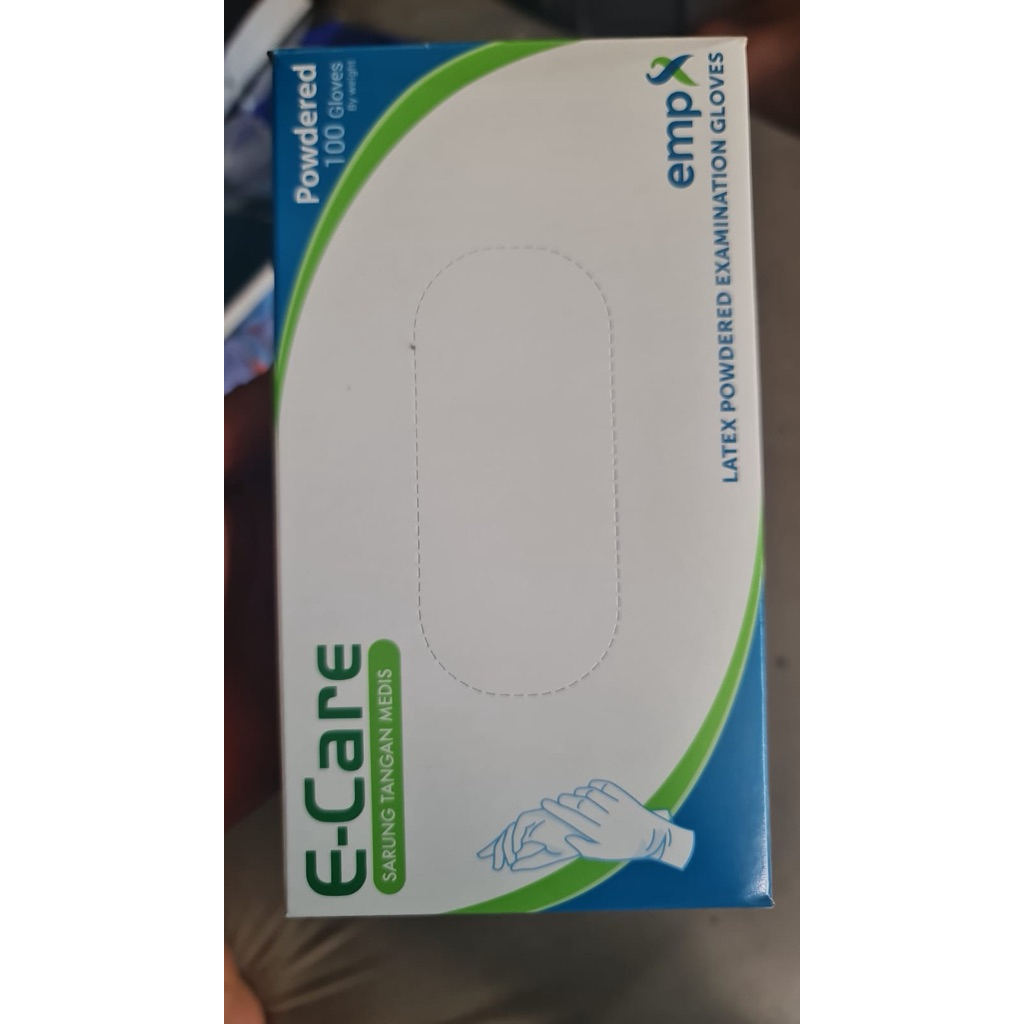 sarung tangan handscoon handskun latex powdered E-care size S M L