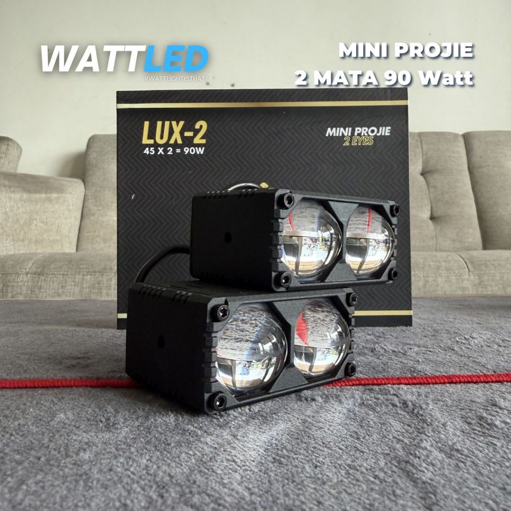 Mini Projie Lampu Tembak 2 Mata 90 Watt Low Beam Kuning High Beam Putih Waterproof 1 Sets isi 2 pcs
