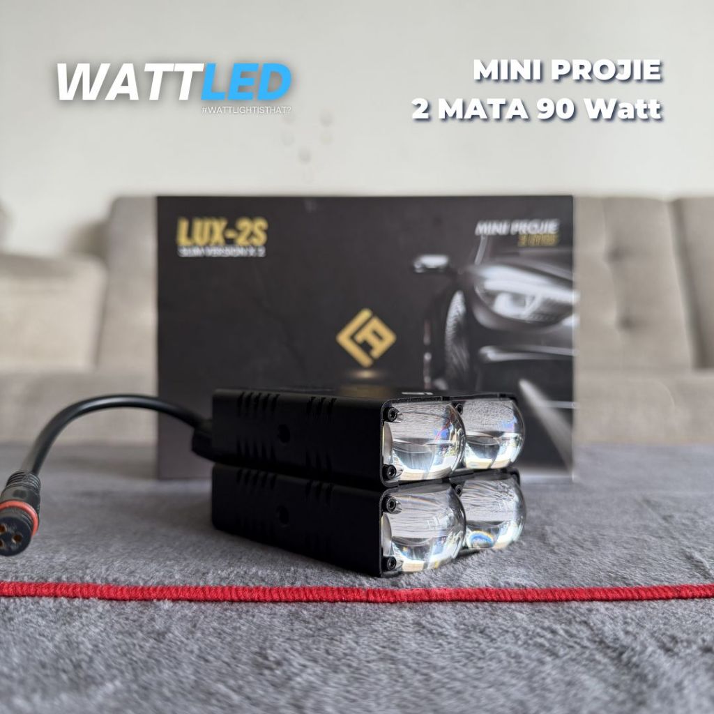 Mini Projie Lampu Tembak 2 Mata Slim 80 Watt Low Beam Kuning High Beam Putih Waterproof 1 Sets isi 2