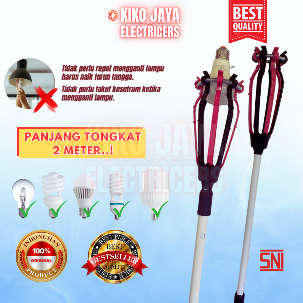 Tongkat Lampu Stick Tongkat Pengganti Pemasang Lampu Alat Pasang Lepas Ganti Lampu