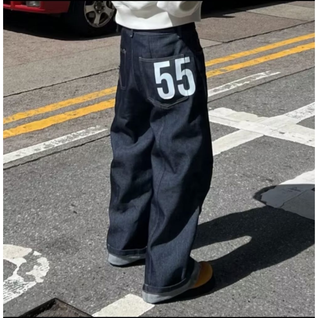Demoan - 55 Baggy Jeans Raw Denim ukuran 2