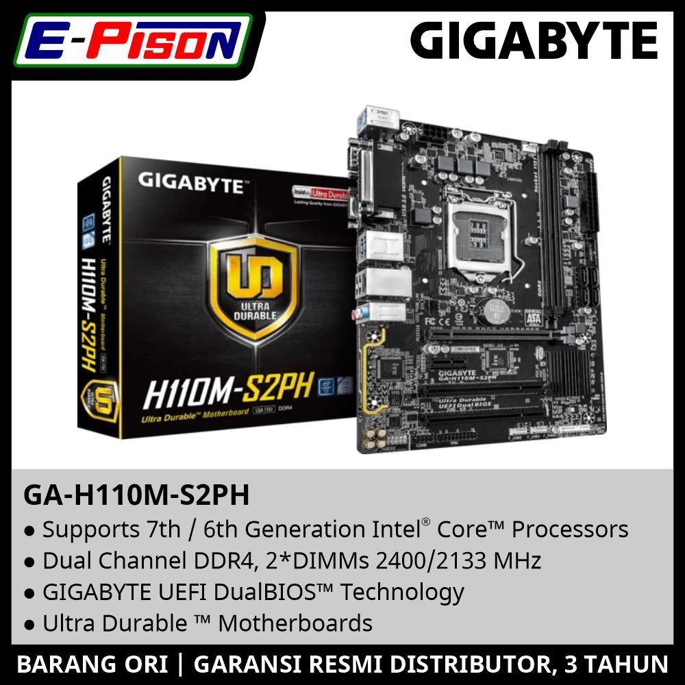 GIGABYTE GA-H110M-S2PH Motherboard Intel Gen.6 Gen.7 LGA 1151 DDR4