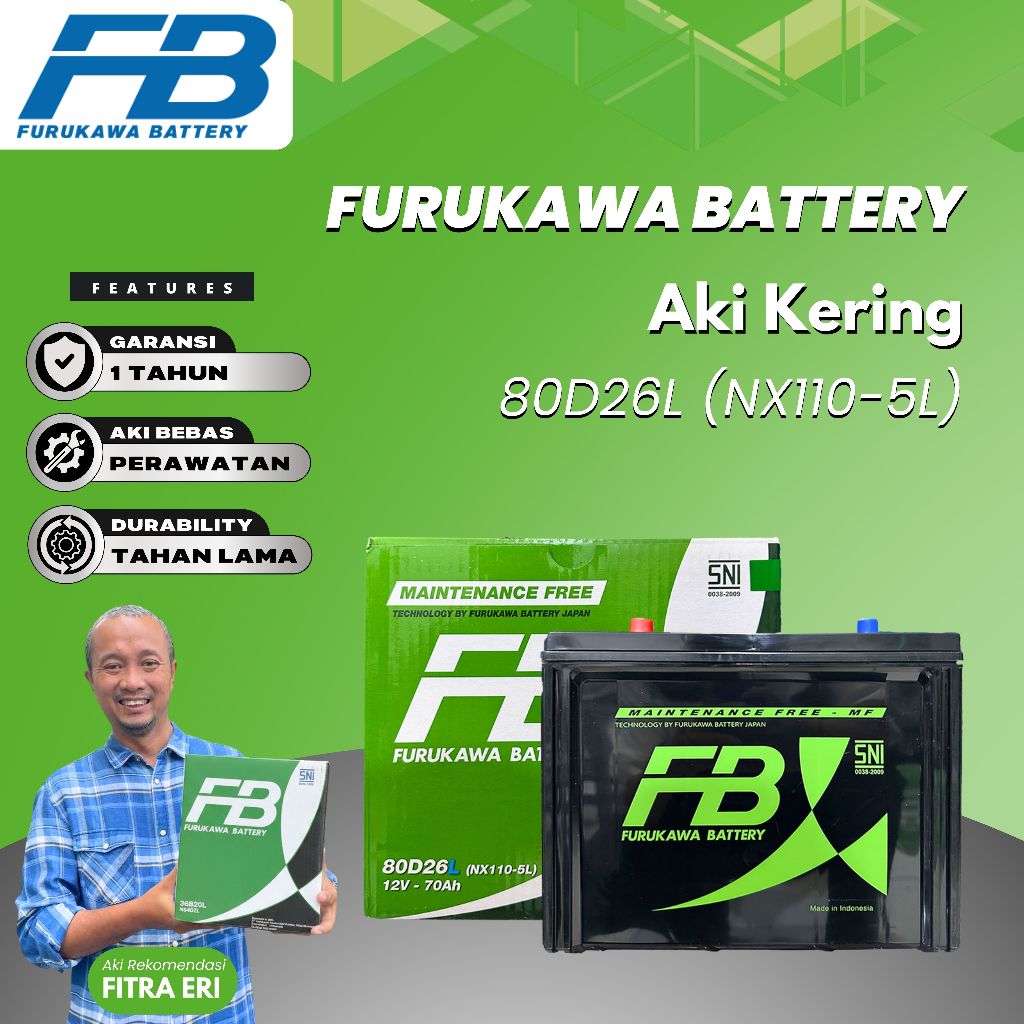 Furukawa Battery / FB Aki Kering Mobil Mitsubishi Pajero 80D26L - 12V / 70Ah