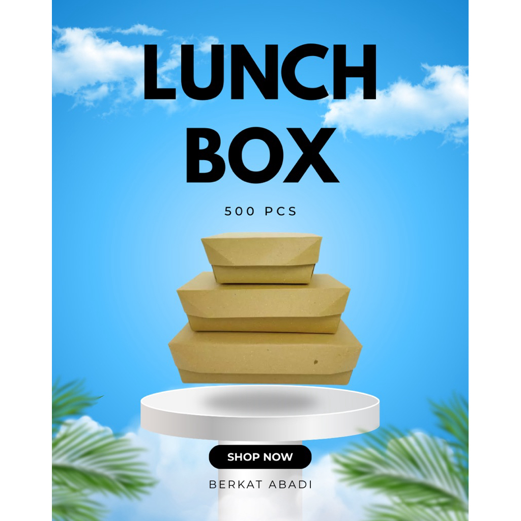 500 Pcs Lunch box kraft - Lunchbox - Kotak Makan Paper  Lunch Box - Kotak Nasi - kraft - Bungkus Nas