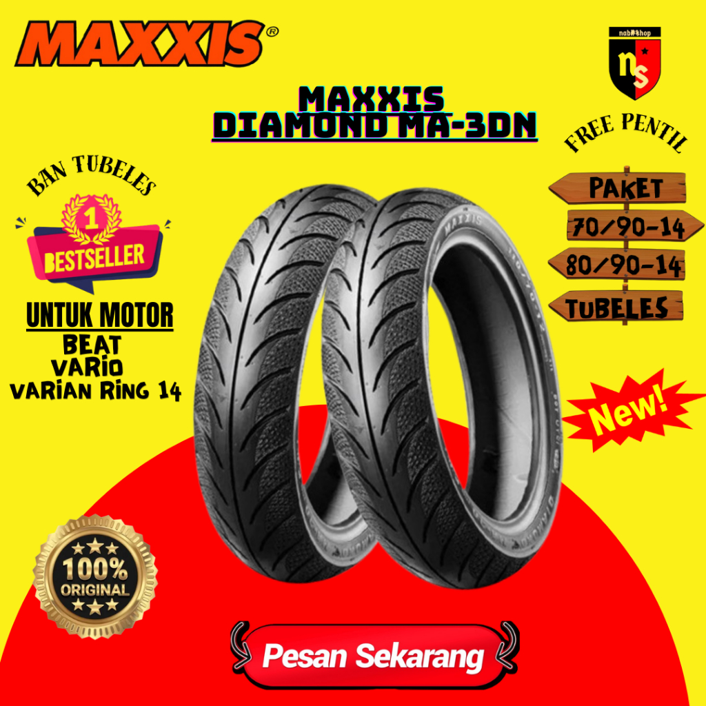 Paket Maxxis Diamond 70/90-14 dan 80/90-14 Tubeless