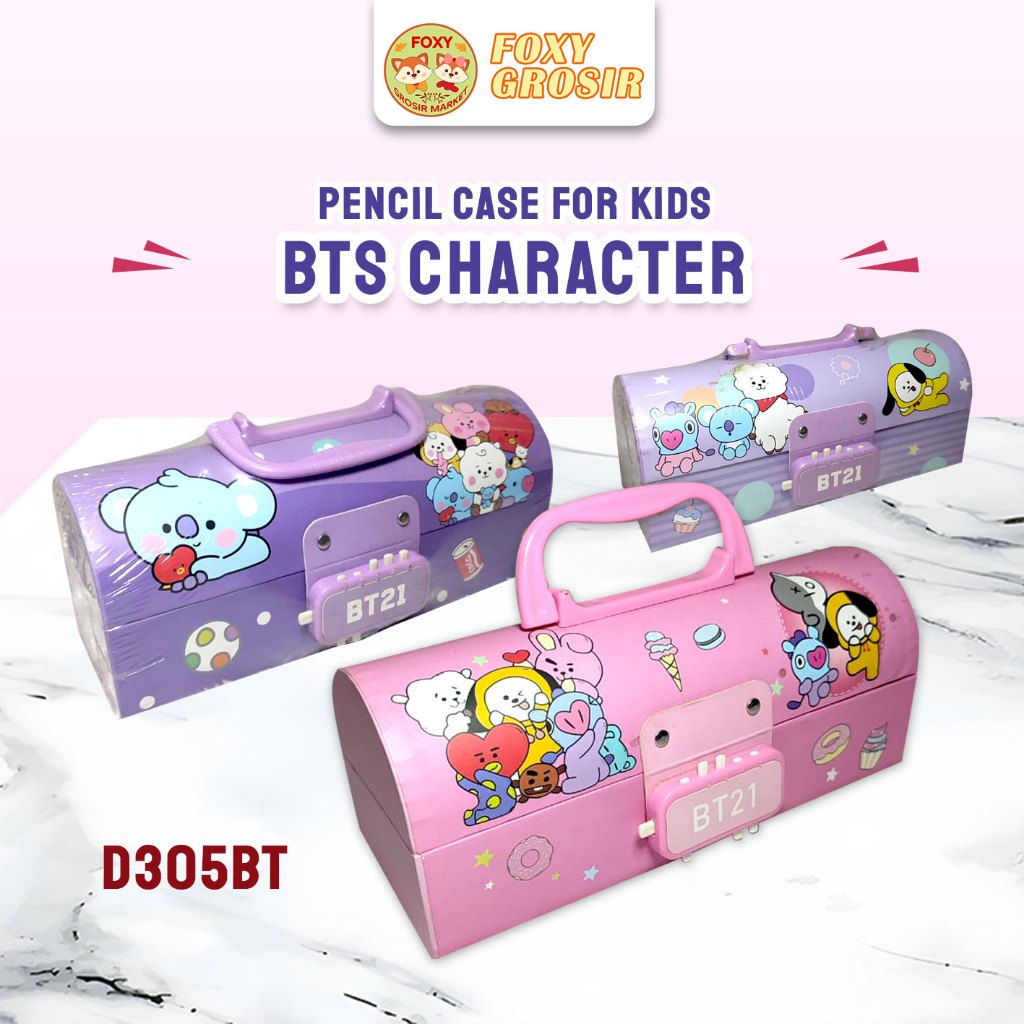 Kotak Pensil Karton BTS KARAKTER D3051-BT / TEMPAT PENSIL / PENCIL CASE 2 SUSUN KUNCI KODE