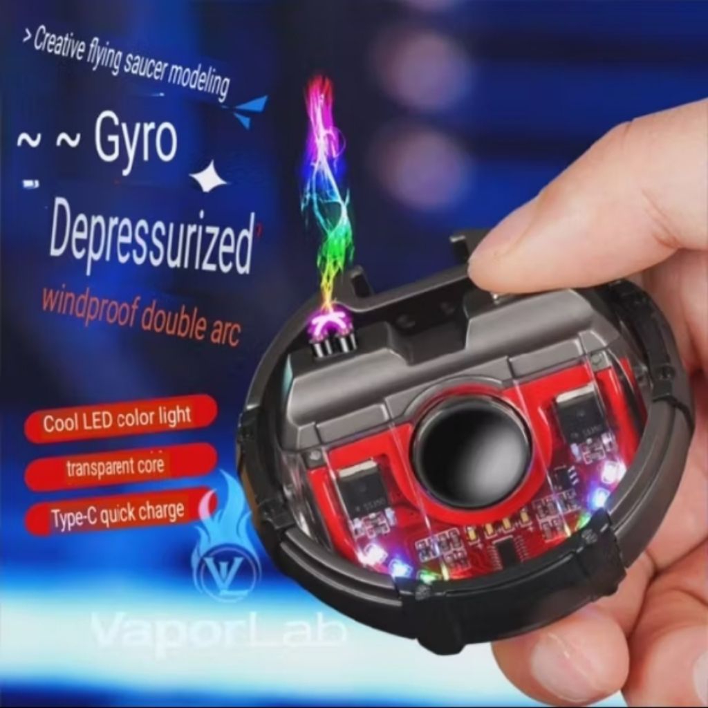 korek api metal usb charging elektrik spinner gyro plasma arc led electric lighter model ufo