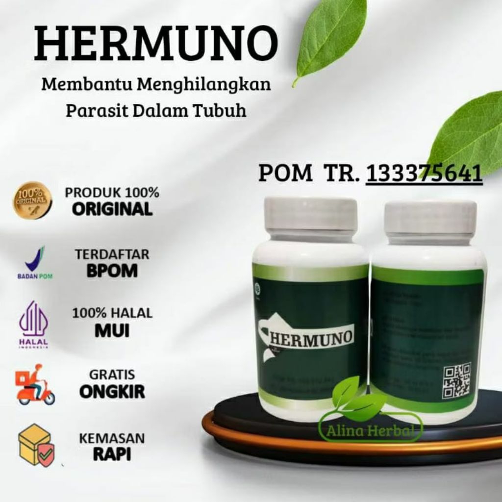 Hermuno asli original obat anti parasit ( isi 30 kapsul ), Hermuno suplemen cacing dalam tubuh