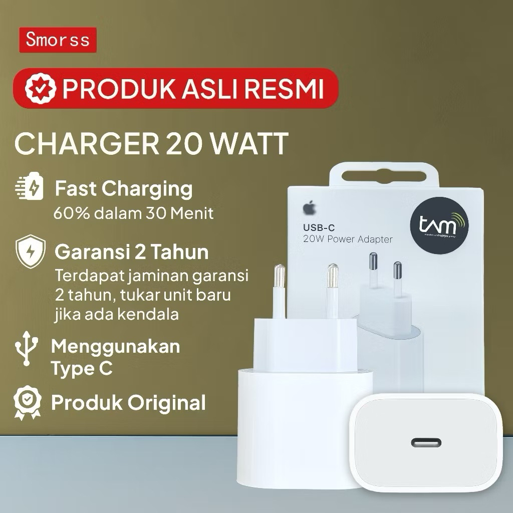 Adaptor Charger 20Watt & 25Watt USB-C Power Adapter Fast Charging adaptor charger kepala charger
