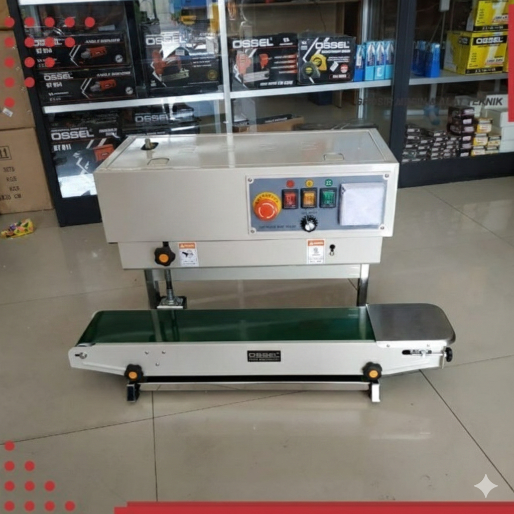 OSSEL Mesin Sealer Plastik Snack Vertical Continous Band Sealer 2 in 1 DBF/FR 900S OSSEL