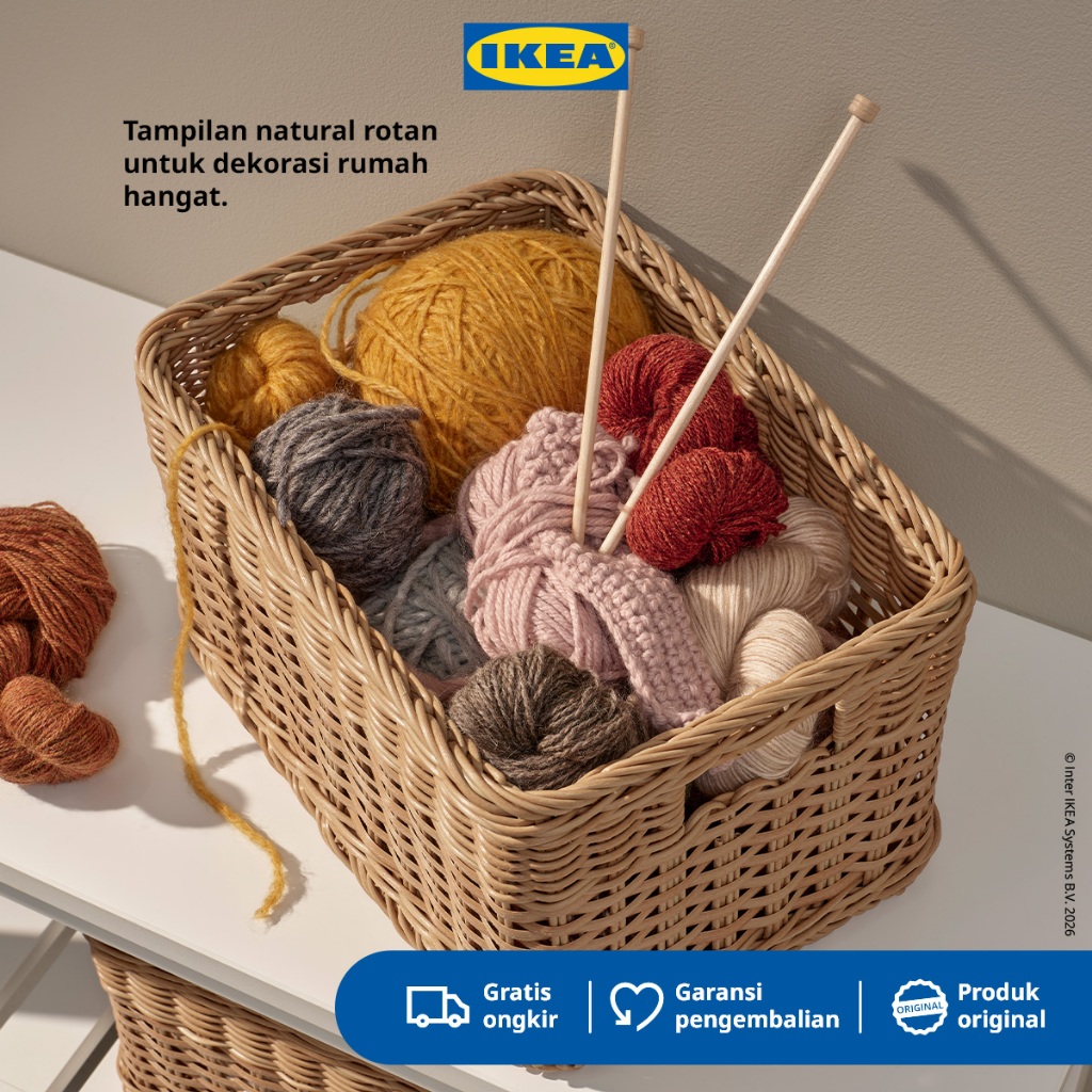 IKEA BEKNA Keranjang Rotan Plastik Serbaguna 25x35x20cm
