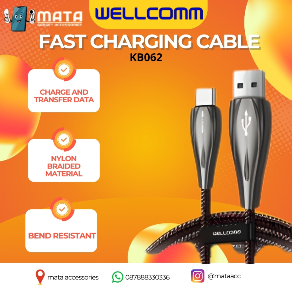 kabel nylon wellcomm usb to type c