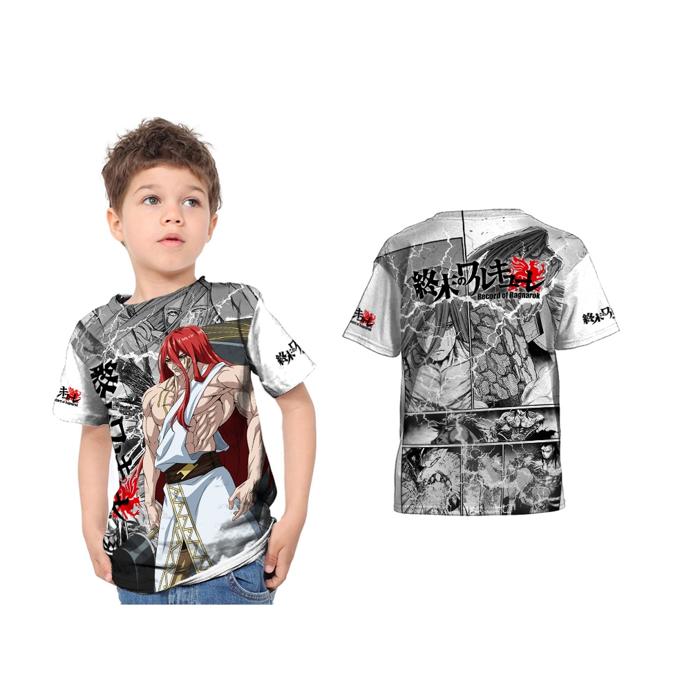 Baju Kaos Jersey Anak Record Of Ragnarok Thor Art 1-2 Hitam Putih Custom Full Print
