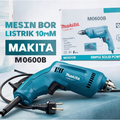 MAKITA Mesin Bor Elektrik M0600B | Hand Drill Electrik Besi Kayu 10mm Drill ( DH MT 60 MT60 Maktec )