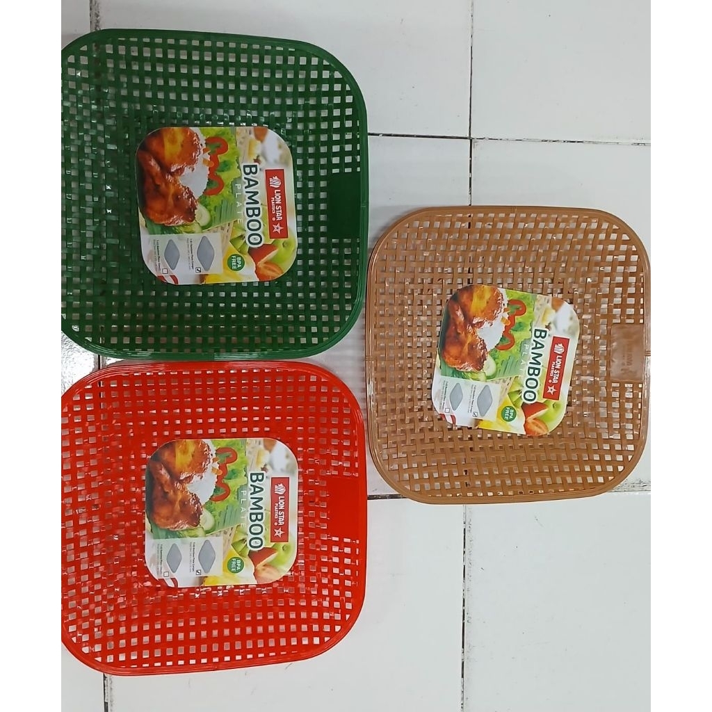 Piring Plastik Rotan Anyaman Lion Star T-45/Bamboo Plate T-45