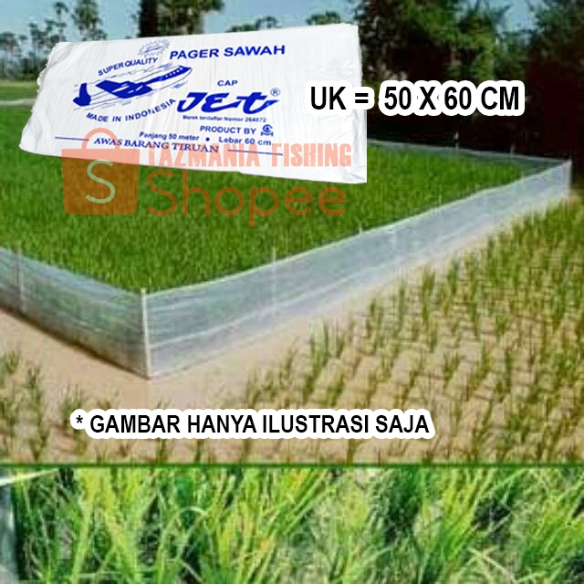 Plastik LAMPION  terjun payung LAYANGAN ATAW Pagar Sawah Cap Jet 50 cm x 60 Meter - Tahan Cuaca, Lin