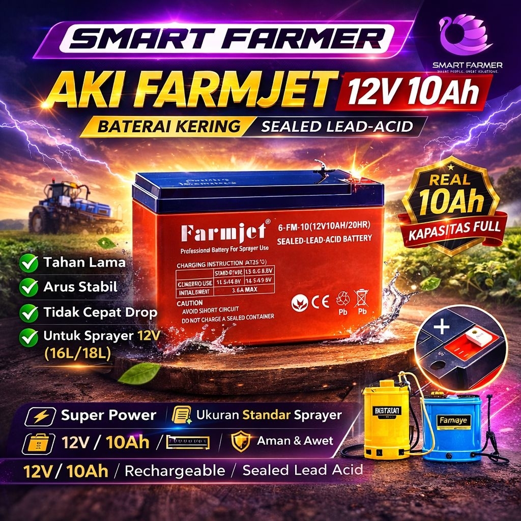AKI FARMJET 12V/10AH BATERAI AKI SPRAYER UPS DLL