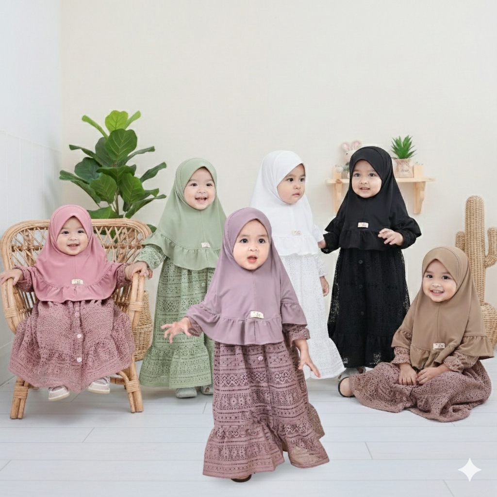 Gamis anak FATIMAH / Gamis Brokat Tille Gamis Anak Bayi Usia 1-3 Tahun / Baju Gamis Anak Perempuan /