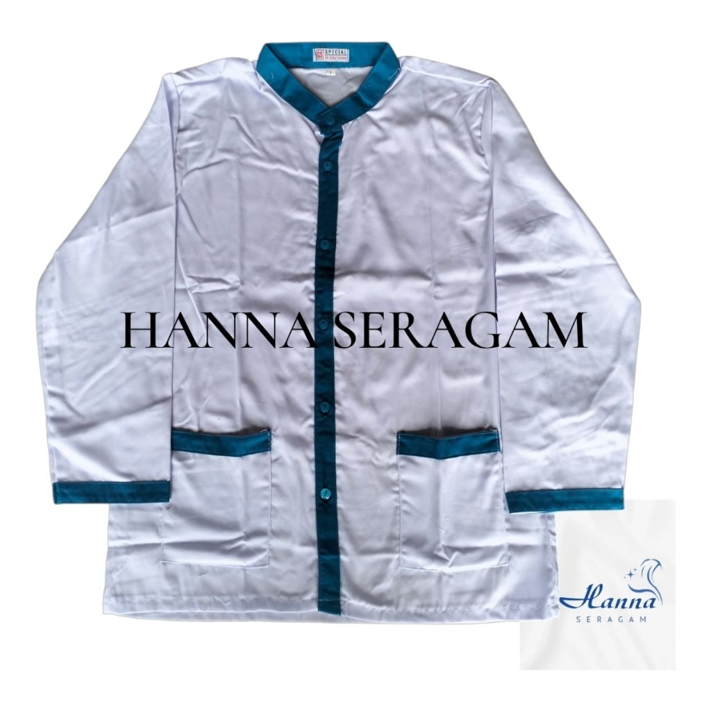 Baju putih list biru Benhur/baju kokoh/Seragam Skolah/SD/MI/TK
