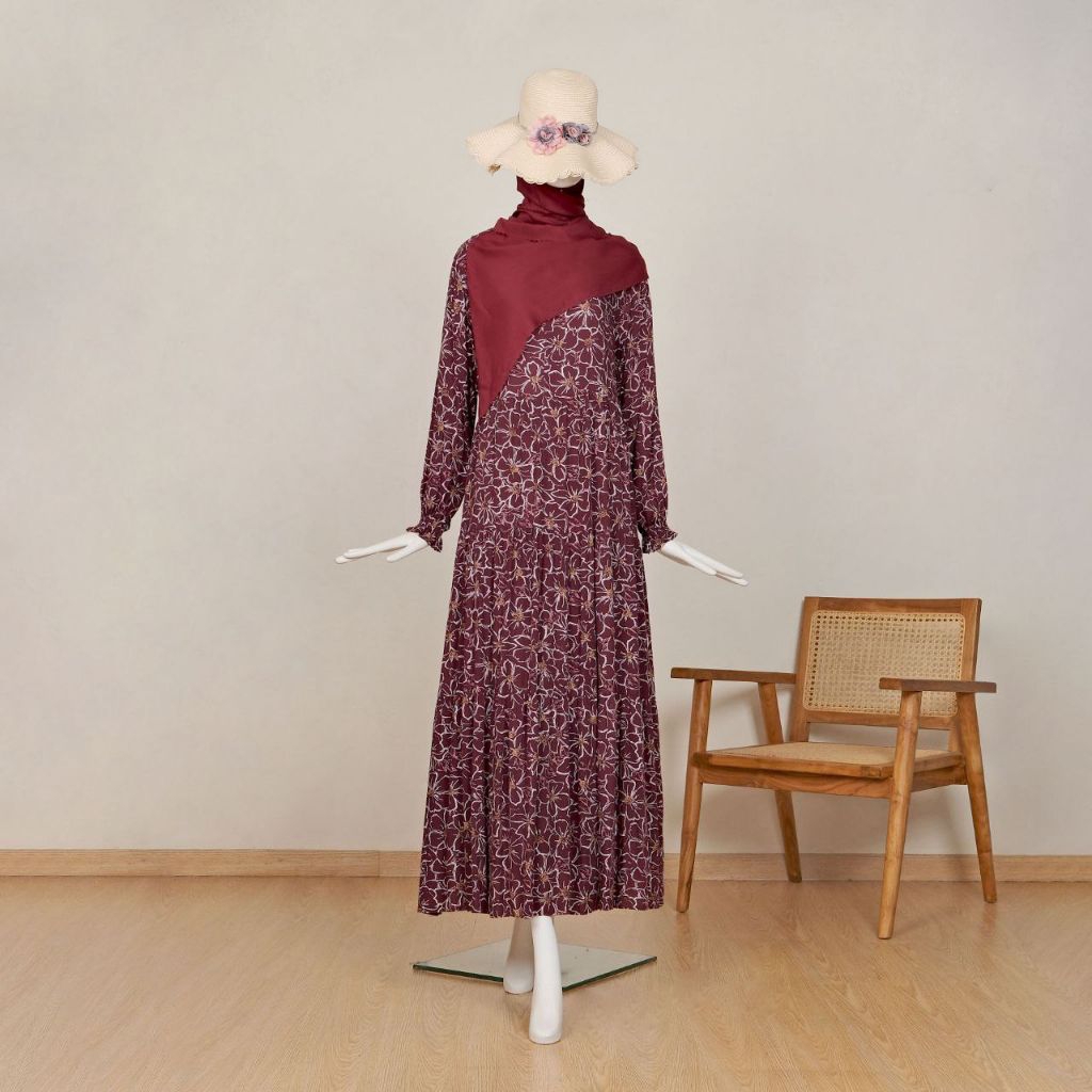 Nvfastore - Gamis rayon viscose premium motif floral Gamis jumbo Ld 120