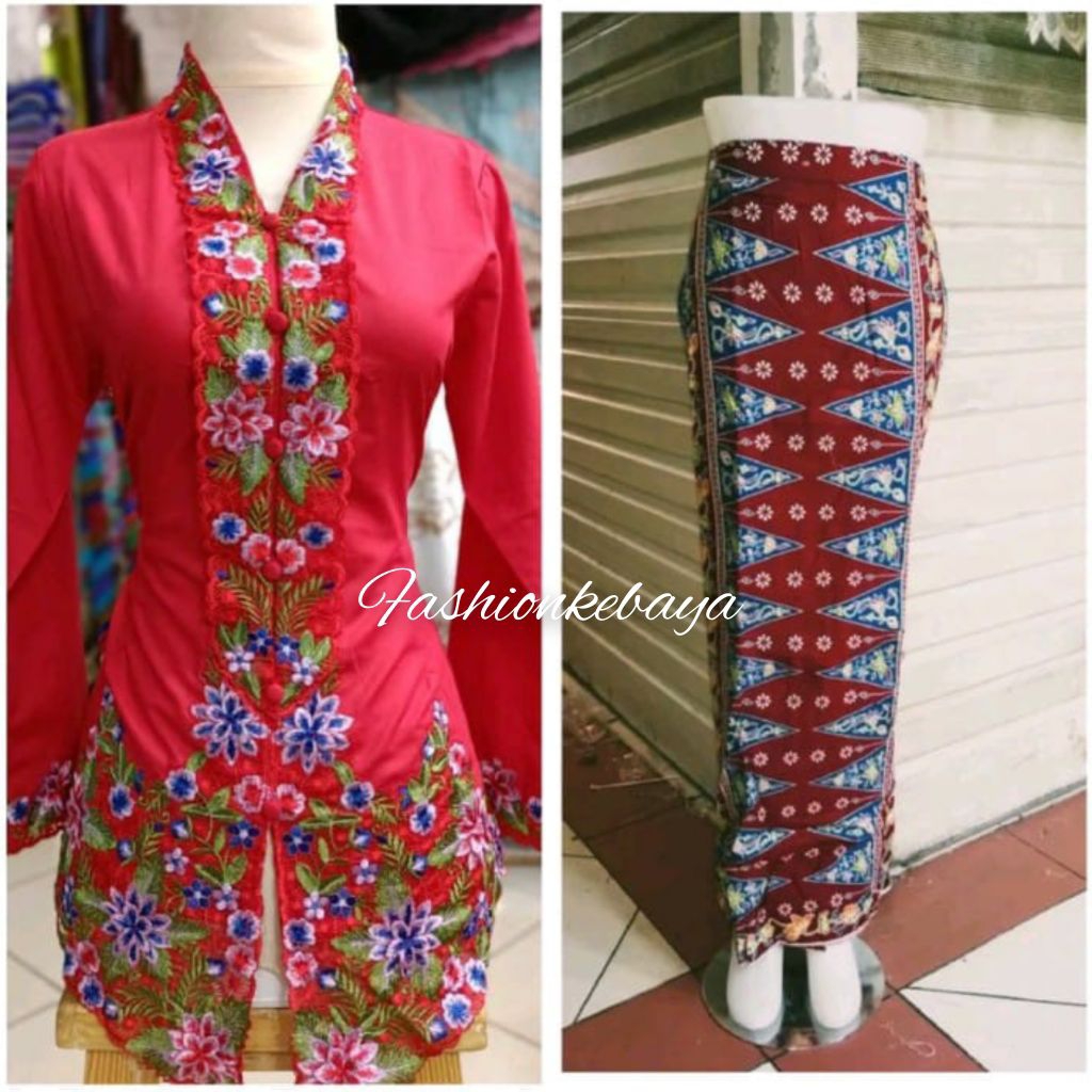 setelan kebaya encim motif bunga kebaya seragam kerja/kantor