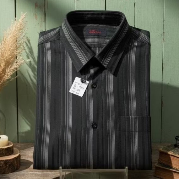 Kemeja Pria GUFO Lengan Pendek Garis Vertikal – Size XL