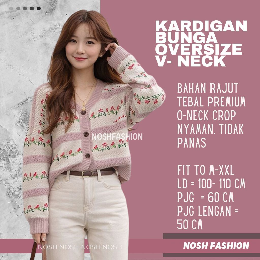 Cardigan Bunga Oversize Rajut Halus Premium Real Pict Balero Bunga  - NOSH Fashion / Cardigan Oversi