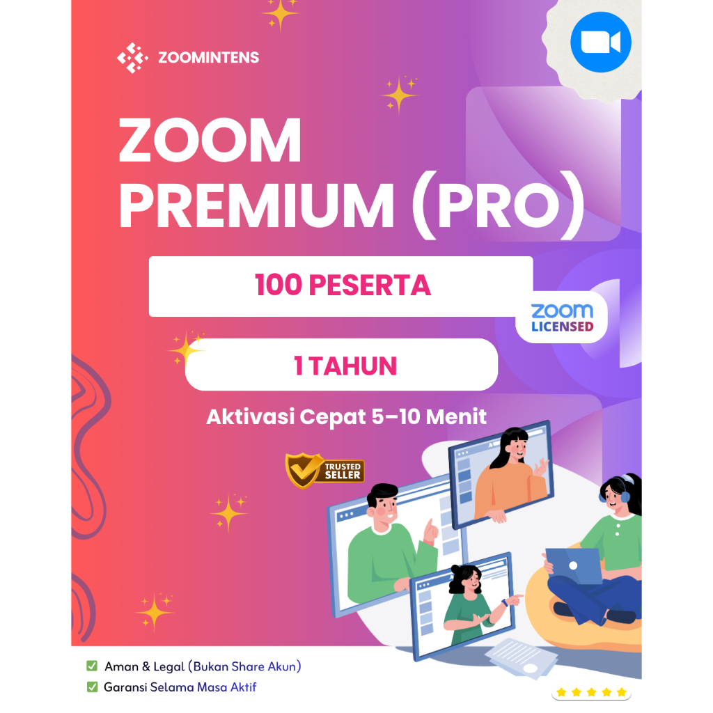 Akun Zoom Pro 1 Tahun | Unlimited Meeting | 100 Peserta