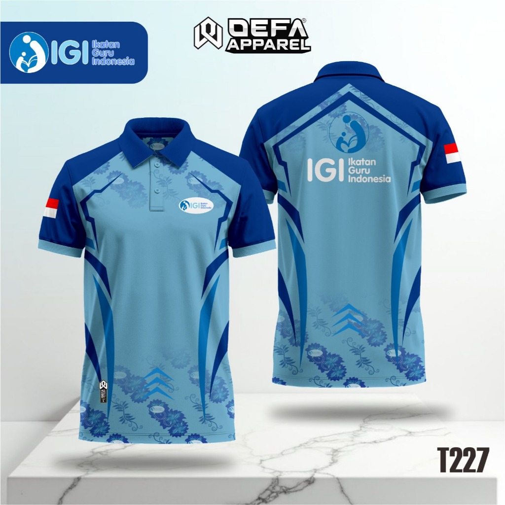 JERSEY POLO IGI Ikatan Guru Indonesia - Baju Komunitas Guru Desain Elegant Biru