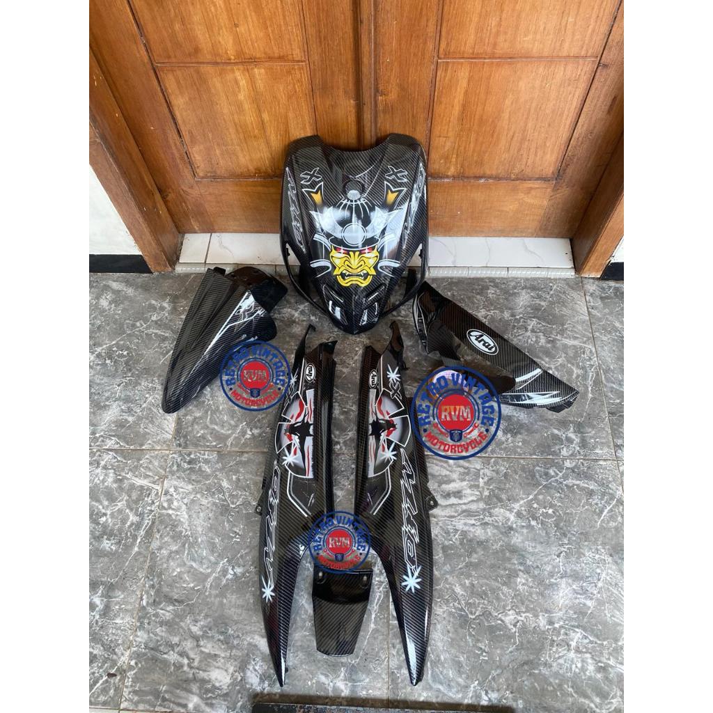 Fullset Body Halus Mio Sporty Yamaha Mio Sporty motif Arai Samurai Carbon warna full carbon