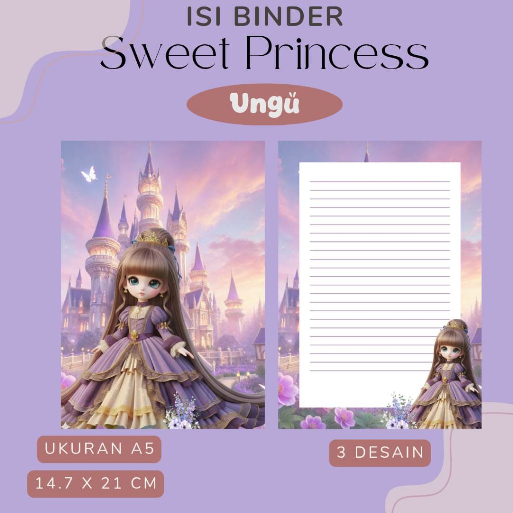 isi binder tema sweet princess ukuran A5