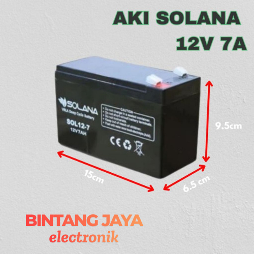 AKI SOLANA 12V 7A UPS / Aki SOLANA 12V 7A SEPEDA LISTRIK / AKI SOLANA 12V 7A SPEAKER AKTIF/ AKI UPS