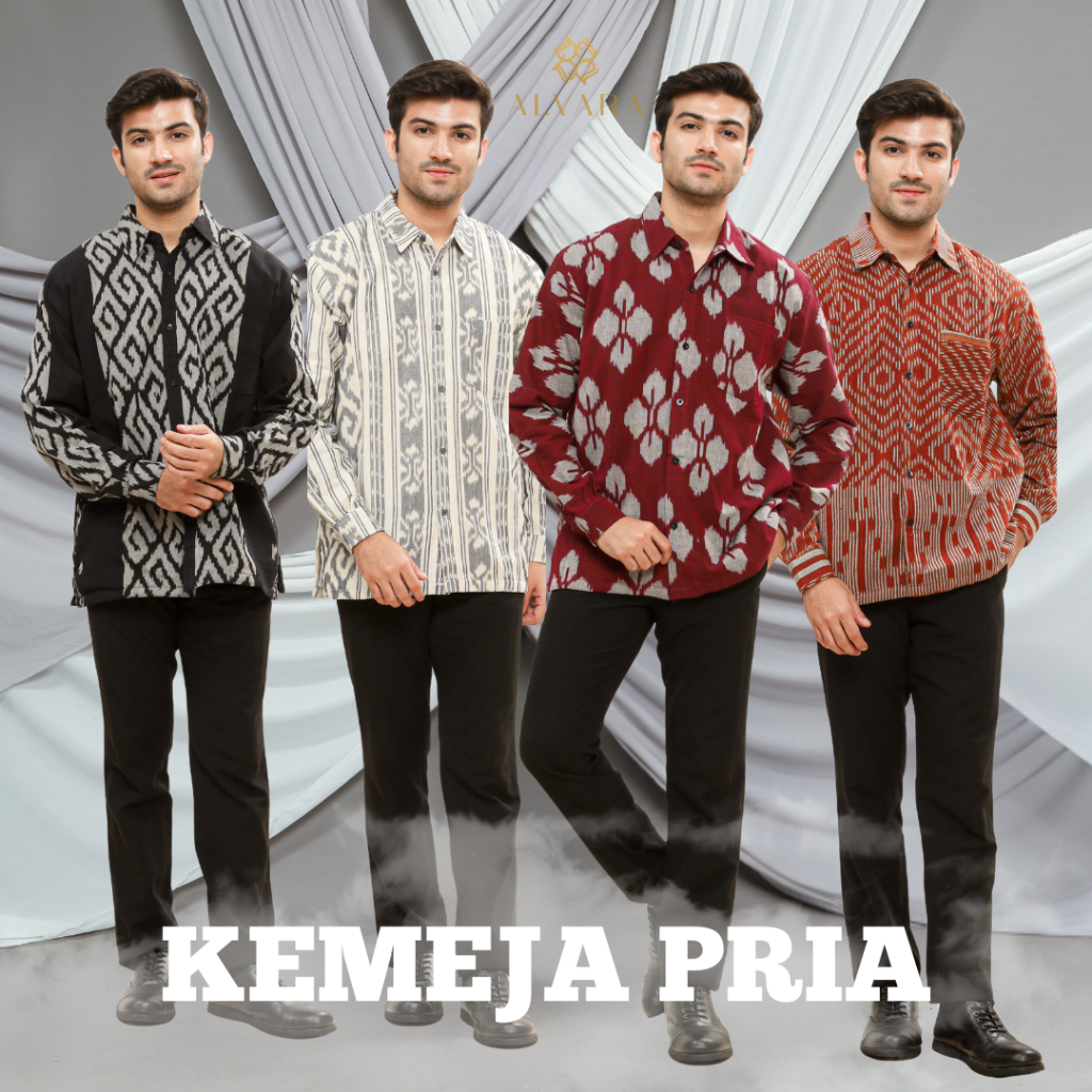 ALVARA Kemeja Pria Lengan Panjang Batik Tenun Terbaru Baju Kondangan Lebaran 2026 Big Size Jumbo