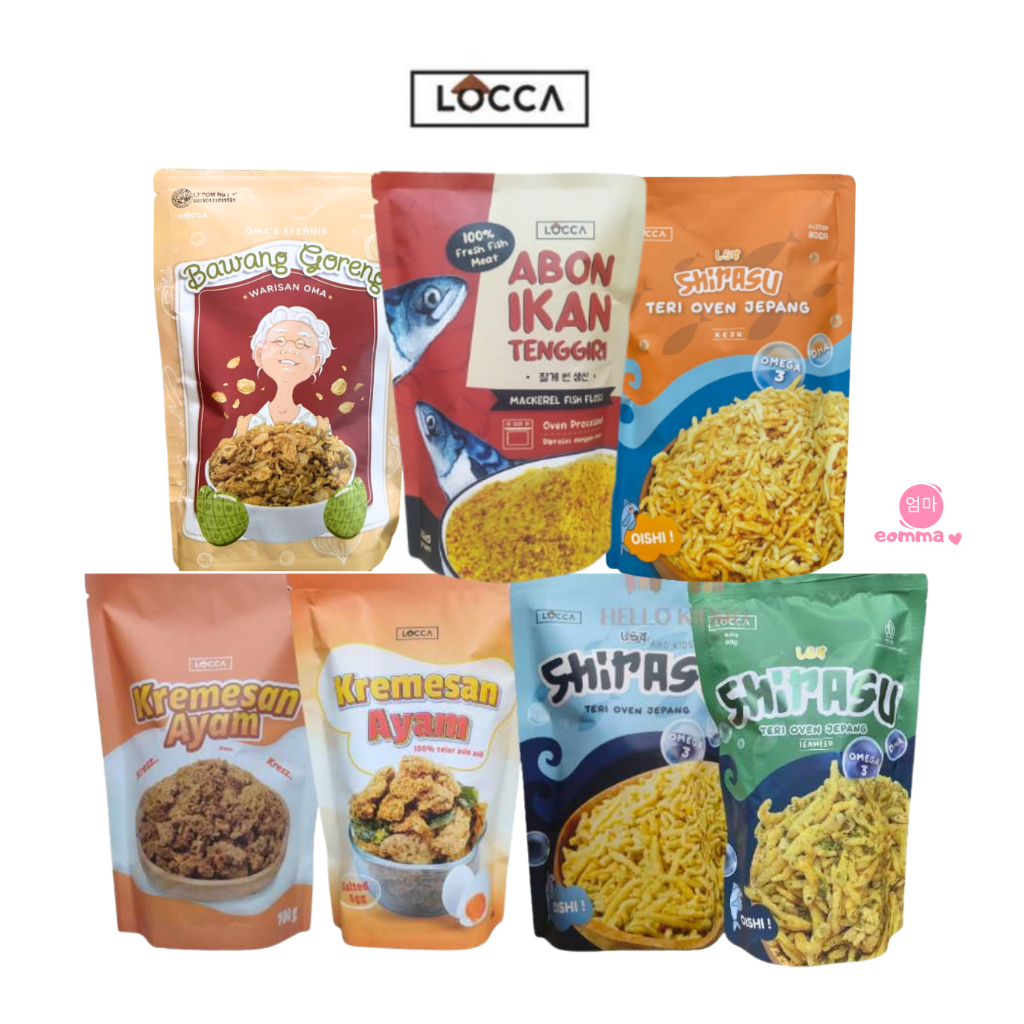 LOCCA SHIRASU IKAN TERI OVEN 80G/TERI KEJU/KREMESAN AYAM/ABON IKAN TENGGIRI/ABON KERAPU/SNACK MPASI 