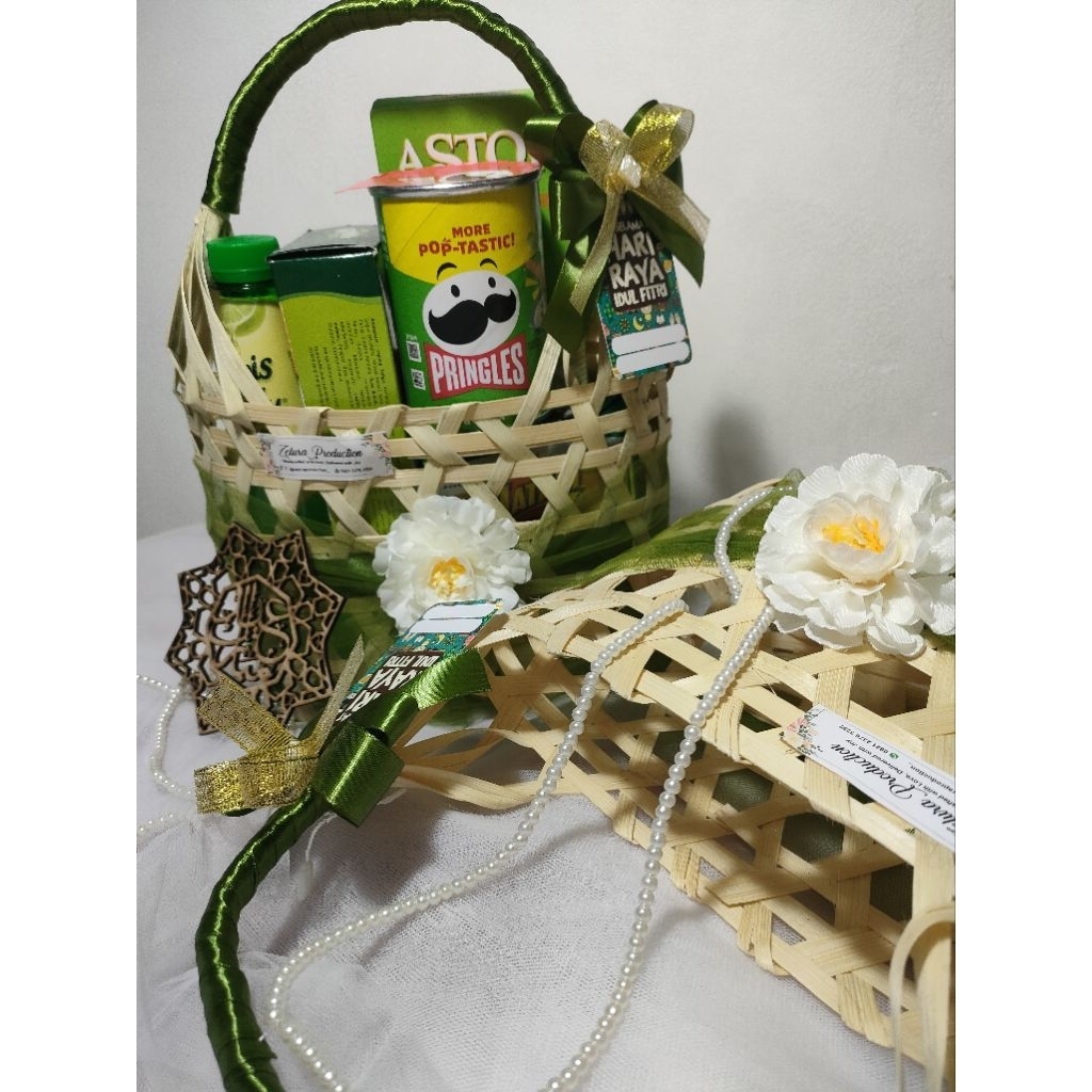 Paket 5 Hampers Hari Raya Idul Fitri | Parcel Lebaran Keranjang Bambu Sedang