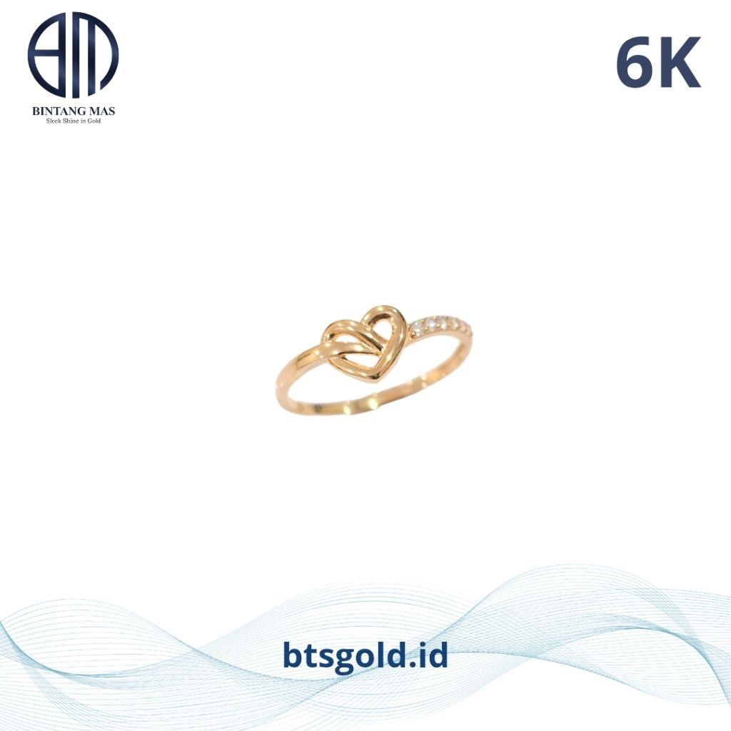 Cincin Emas Love Permata Putih | 6K