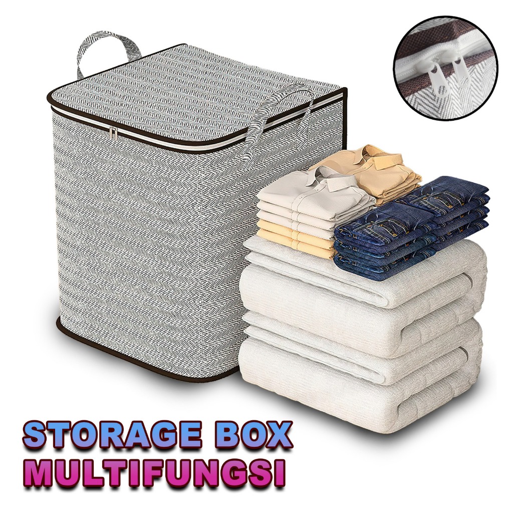 Storage Box Jumbo Keranjang Penyimpanan Baju Storage Box Organizer Double Resleting Serbaguna XZ-28