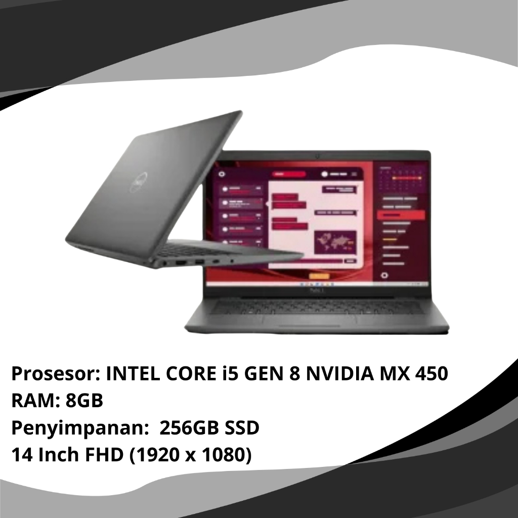 DELL LATITUDE 5480 RAM 8GB SSD 256GB INTEL CORE i5 GEN 8 VGA NVIDIA MX 450