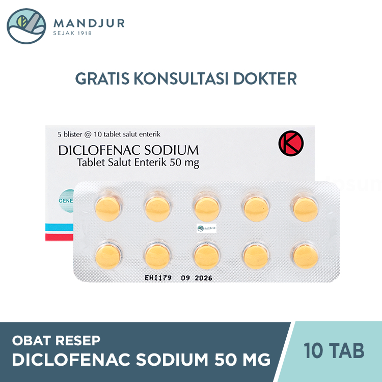Diclofenac Sodium / Natrium Diklofenak 50 Mg Strip Isi 10 Tablet